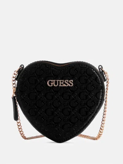 GUESS Factory Logo Nylon Crossbody Bag – Black, Adjustable Strap