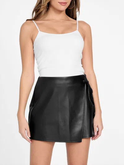 Guess Factory Aurora Faux-leather Skort In Black