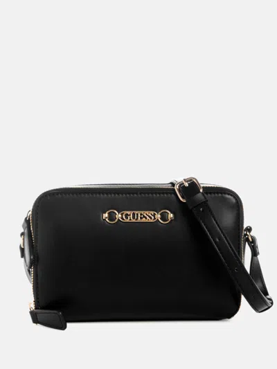 Guess Factory Avelina Double-zip Crossbody In Black