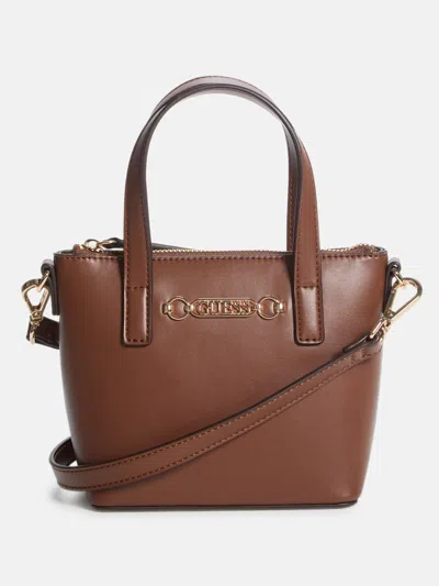 Guess Factory Avelina Faux-leather Mini Tote In Brown