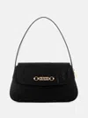 Guess Factory Avelina Rhinestone Logo Shoulder Bag In Black