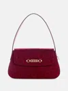 Guess Factory Avelina Rhinestone Logo Shoulder Bag In Red