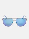 Guess Factory Aviator Metal Sunglasses In Blue