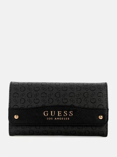 Guess Factory Avon Park Logo Slim Clutch Wallet In Gray