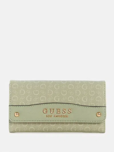 Guess Factory Avon Park Logo Slim Clutch Wallet In Pink