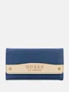 Guess Factory Avon Park Slim Clutch Wallet In Blue