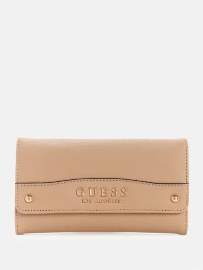 Guess Factory Avon Park Slim Clutch Wallet In Brown