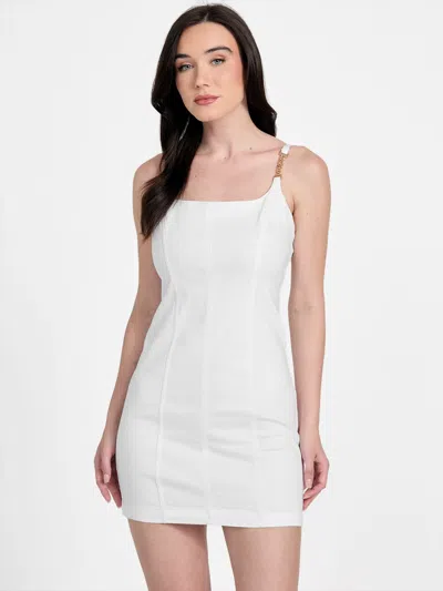 Guess Factory Bailee Chain Denim Dress In White