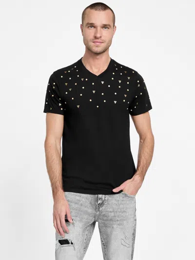 Guess Factory Bailey Dotted Logo Tee In Black