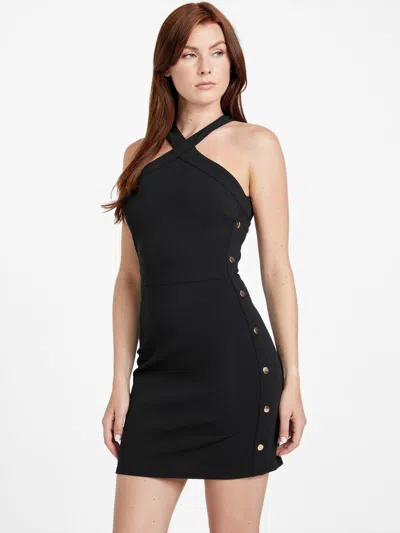 Guess Factory Banda Snap Halter Dress In Black
