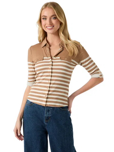Guess Factory Barcelona Knit Top In Brown