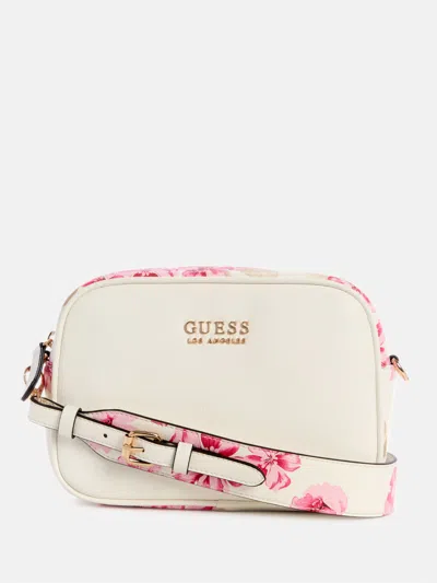 Guess Factory Jennice Floral Dual-zip Crossbody In Black