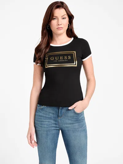 Guess Factory Beau Ringer Tee In Black