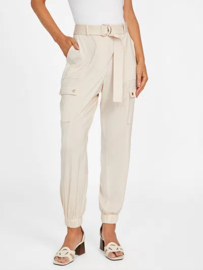 Guess Factory Belinda Skinny Satin Cargo Pants In White