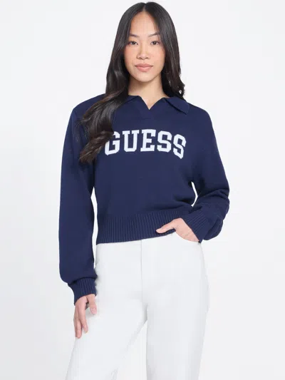 Guess Factory Bella Sweater Polo In Blue