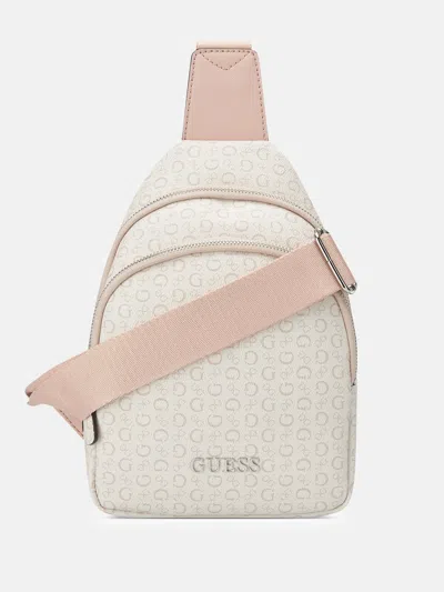 Guess Factory Benfield Logo Sling Bag In Pink