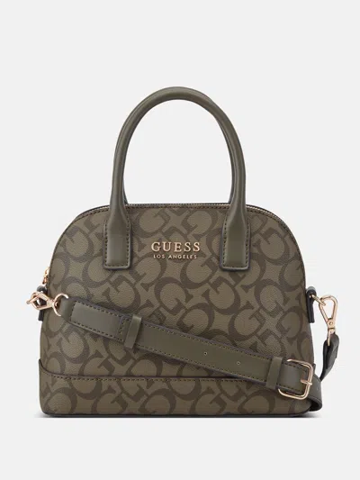 Guess Factory Berkton Logo Dome Satchel In Beige