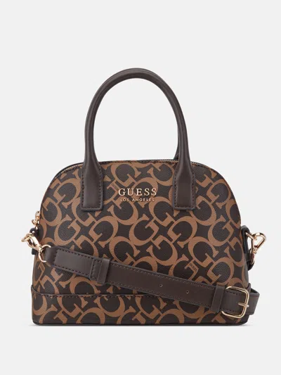 Guess Factory Berkton Logo Dome Satchel In Brown