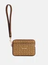Guess Factory Beryln Logo Card Case Wristlet In Brown