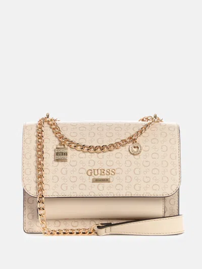 Guess Factory Beryln Logo Convertible Crossbody In Beige