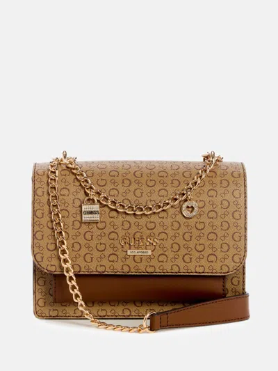 Guess Factory Beryln Logo Convertible Crossbody In Brown
