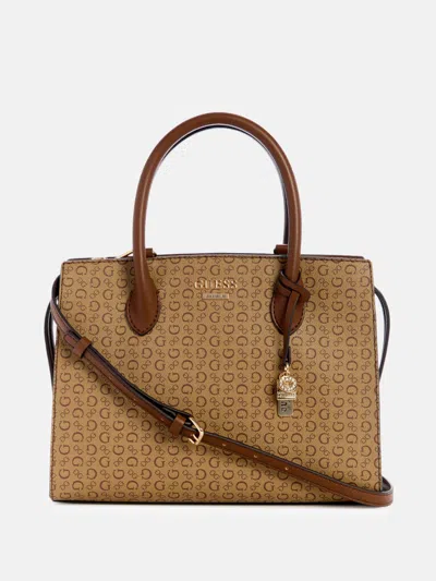Guess Factory Beryln Logo Large Satchel In Brown