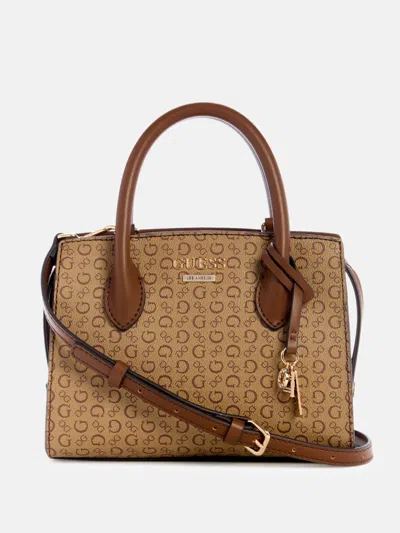 Guess Factory Beryln Logo Satchel In Brown