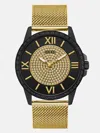 Guess Factory Black And Gold-tone Analog Mesh Watch In Black