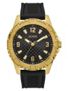 Guess Factory Black And Gold-tone Analog Watch In Multi
