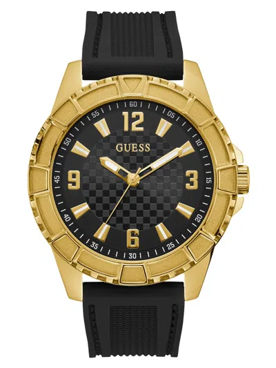 Guess Factory Black And Gold-tone Analog Watch In Multi