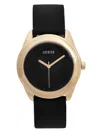 Guess Factory Black And Gold-tone Silicone Logo Watch In Black