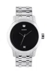 Guess Factory Black And Silver-tone Diamond Dress Watch In Silver