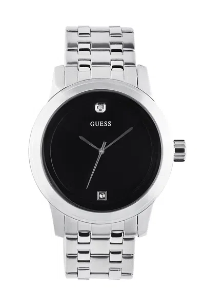 Guess Factory Black And Silver-tone Diamond Dress Watch