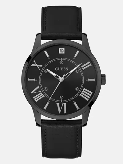 Guess Factory Black Leather Analog Watch