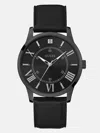 Guess Factory Black Leather Analog Watch In Multi