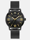 Guess Factory Black Mesh Analog Watch In Black
