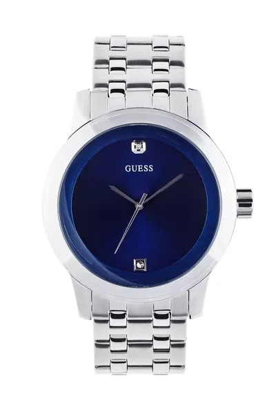 Guess Factory Blue And Silver-tone Diamond Dress Watch In Multi