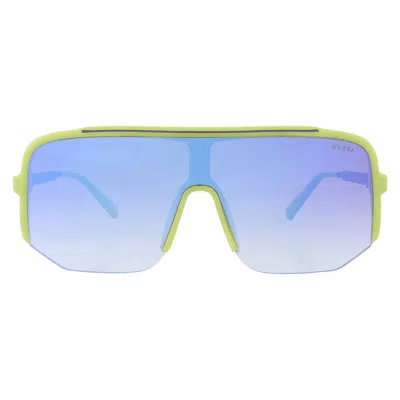 Guess Factory Blue Gradient Shield Men's Sunglasses Go00054 95w 00 In Green