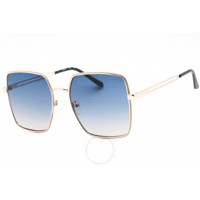 Guess Factory Blue Gradient Square Ladies Sunglasses Gf0419 28w 58 In Blue / Gold / Rose / Rose Gold