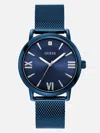 Guess Factory Blue Mesh Analog Watch In Blue