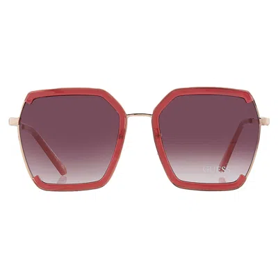 Guess Factory Bordeaux Gradient Butterfly Ladies Sunglasses Gf0418 69t 58 In Red