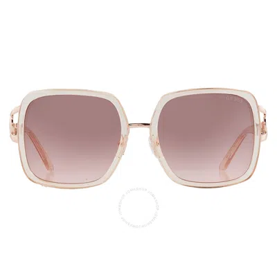 Guess Factory Bordeaux Gradient Rectangular Ladies Sunglasses Gf6111 57t 56 In Pink