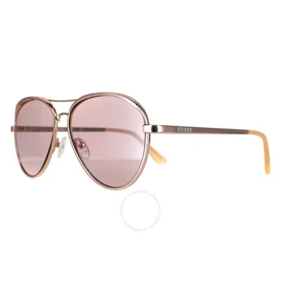 Guess Factory Bordeaux Mirror Pilot Ladies Sunglasses Gf0350 28u 59 In Pink