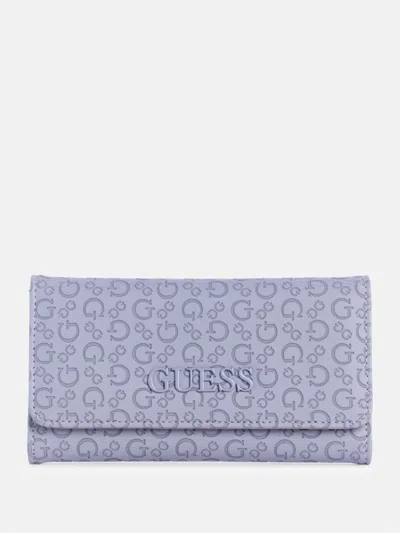 Guess Factory Bowie Debossed Logo Slim Clutch Wallet In Brown