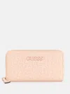 Guess Factory Bowie Debossed Logo Zip-around Wallet In Beige