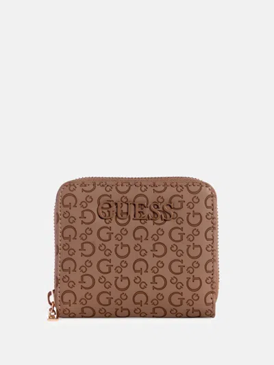 Guess Factory Bowie Debossed Zip-around Wallet In Multi