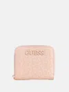 Guess Factory Bowie Debossed Zip-around Wallet In Pink