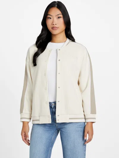 Guess Factory Brandy Color-block Varsity Jacket In White