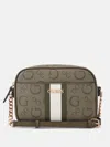 Guess Factory Brecken Logo Mini Crossbody In Green