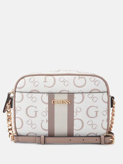 Guess Factory Brecken Logo Mini Crossbody In Pink